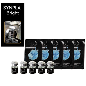 SYNPLA Bright  Growth Factor Serum GF 3.0/HLA 3.0 with a 5 pack of Hyaluronic Sheet Masks